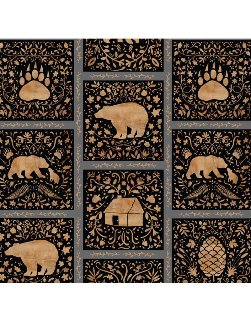 Camelot Fabrics Crafted Cabin - Wood Stencil - Tiles - Multi