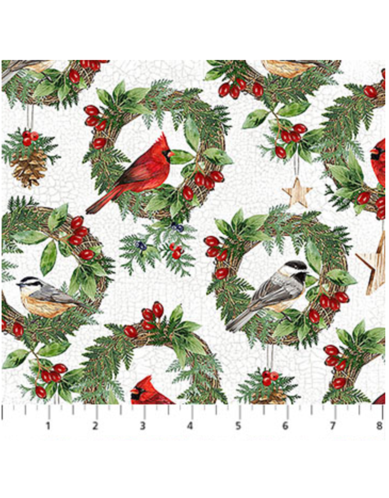Northcott Winter Song - White Wreaths