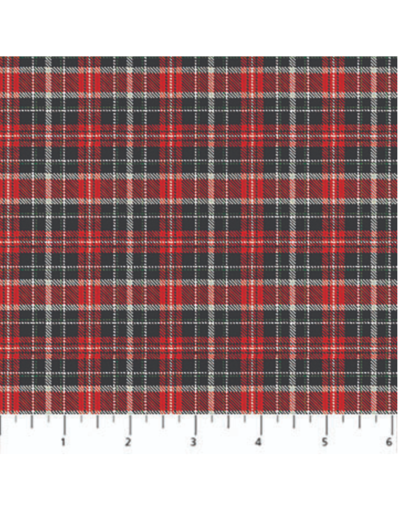 Northcott Winter Song - Plaid - Black/Red