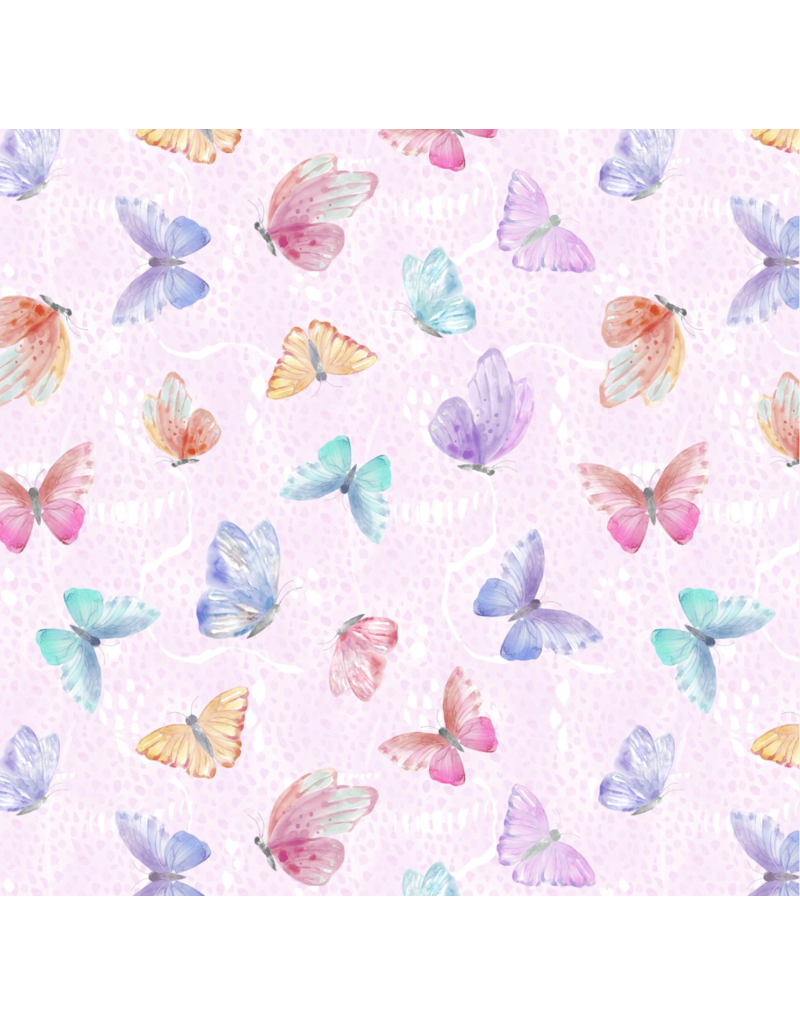 Wilmington Prints Winged Whisper - Pink background