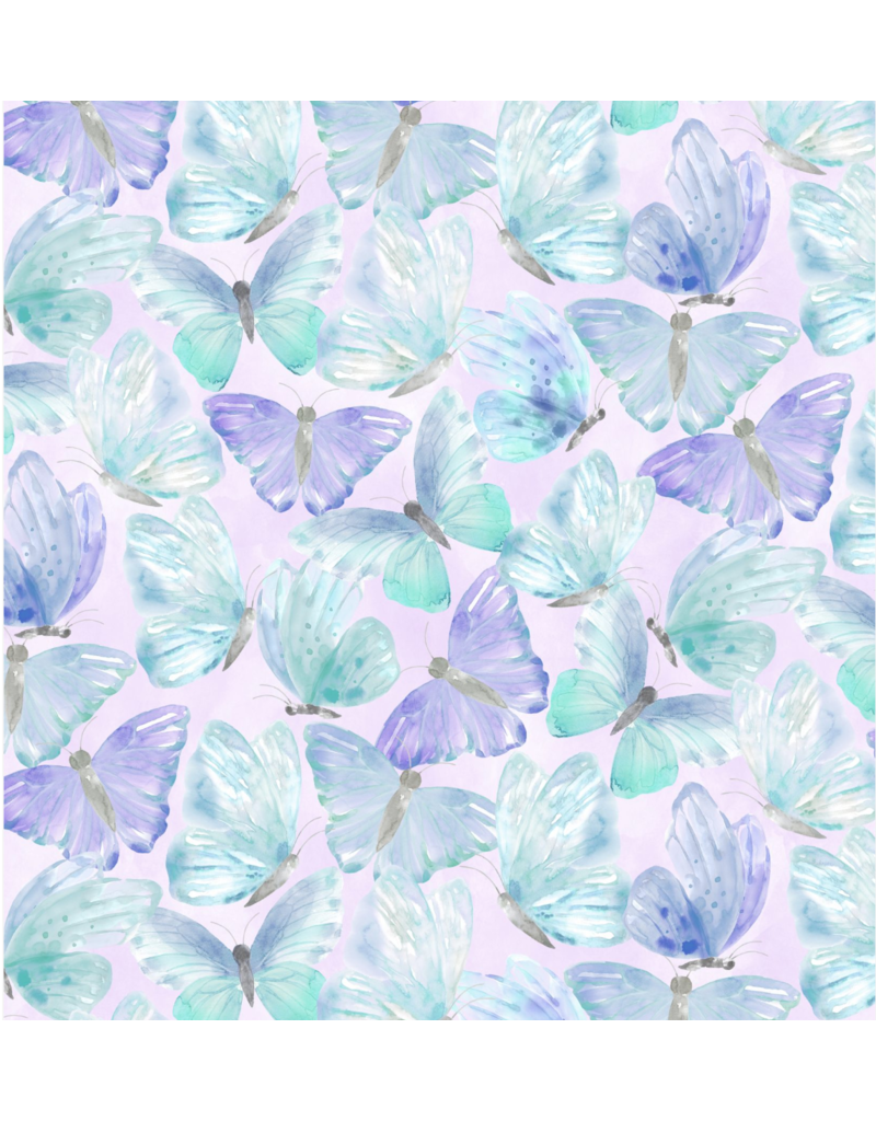 Wilmington Prints Winged Whisper- lavender background