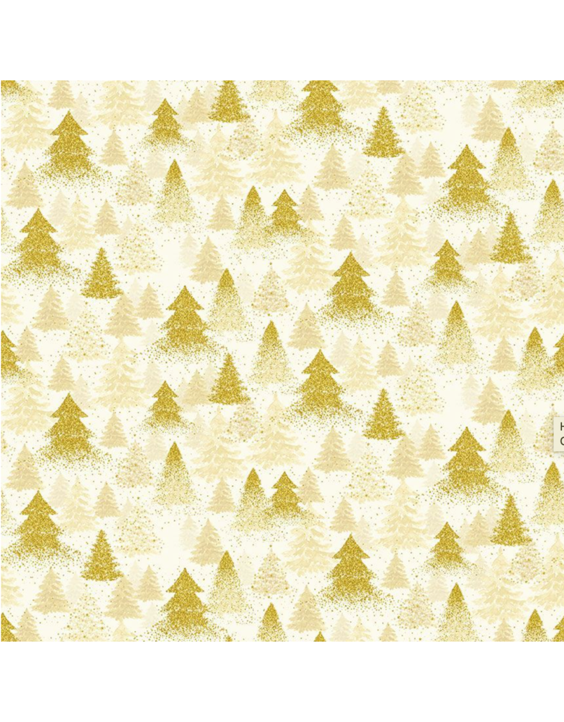 Timeless Treasures Merry Christmas - Golden Christmas Tree