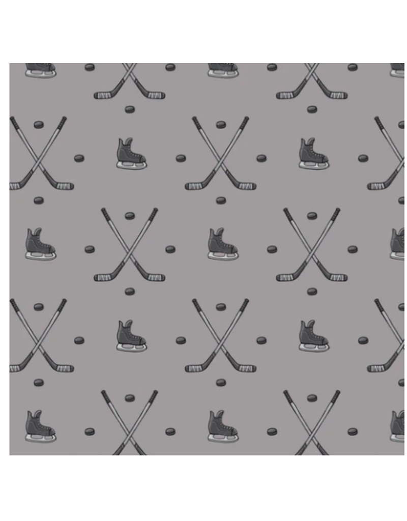 Camelot Fabrics North Of Ordinary - Hockey Anthem- Grey