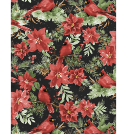 Wilmington Prints Cardinal Celebration - Cardinals & Poinsettia