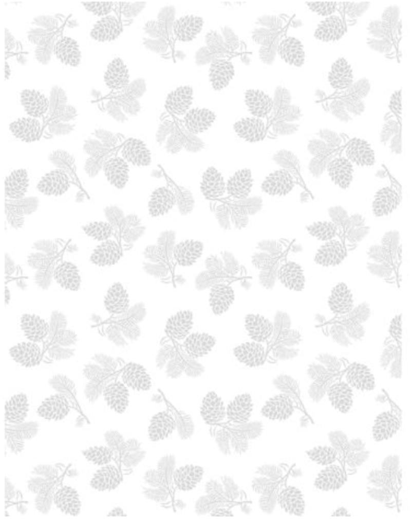 Wilmington Prints Pinecone Toss White On White