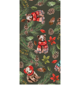 Camelot Fabrics Merry Beary - Cozy Cubs - Dark Green