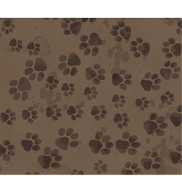 Camelot Fabrics Merry Beary - Paw Print Trails - Brown