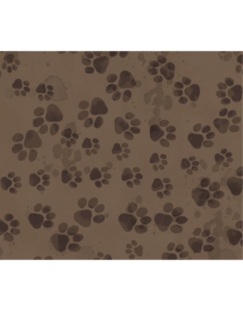 Camelot Fabrics Merry Beary - Paw Print Trails - Brown