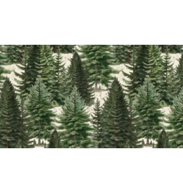 Camelot Fabrics Merry Beary - Frost-Kissed Firs - Cream