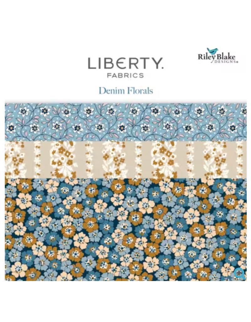 Liberty Denim Florals 2.5 Inch Rolie Polie, 40 Pcs.