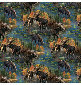 Northcott Autumn Woodland - Scenic Blue Multi   DP28412-48