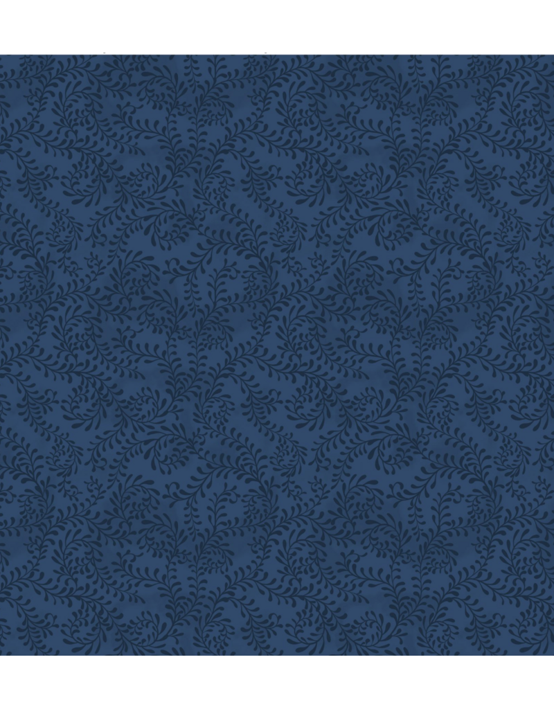 Wilmington Prints Swirling Leaves  Wide Backing - Blue (444)