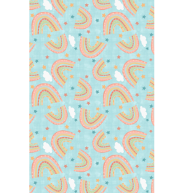 Wilmington Prints Rainbow Dreams - Rainbows Toss Blue