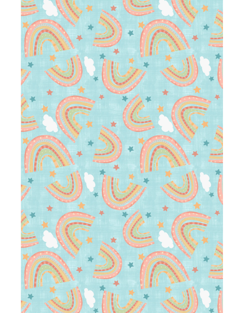 Wilmington Prints Rainbow Dreams - Rainbows Toss Blue