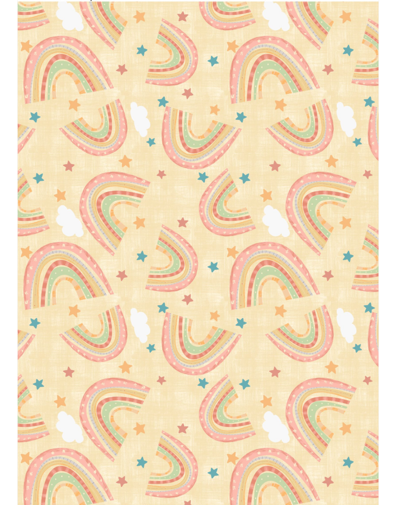 Wilmington Prints Rainbow Dreams - Rainbows Toss Yellow