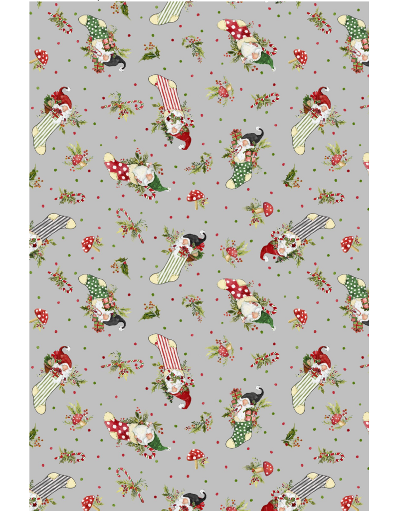 Wilmington Prints Merry Gnome-ments - Stocking Toss - Gray