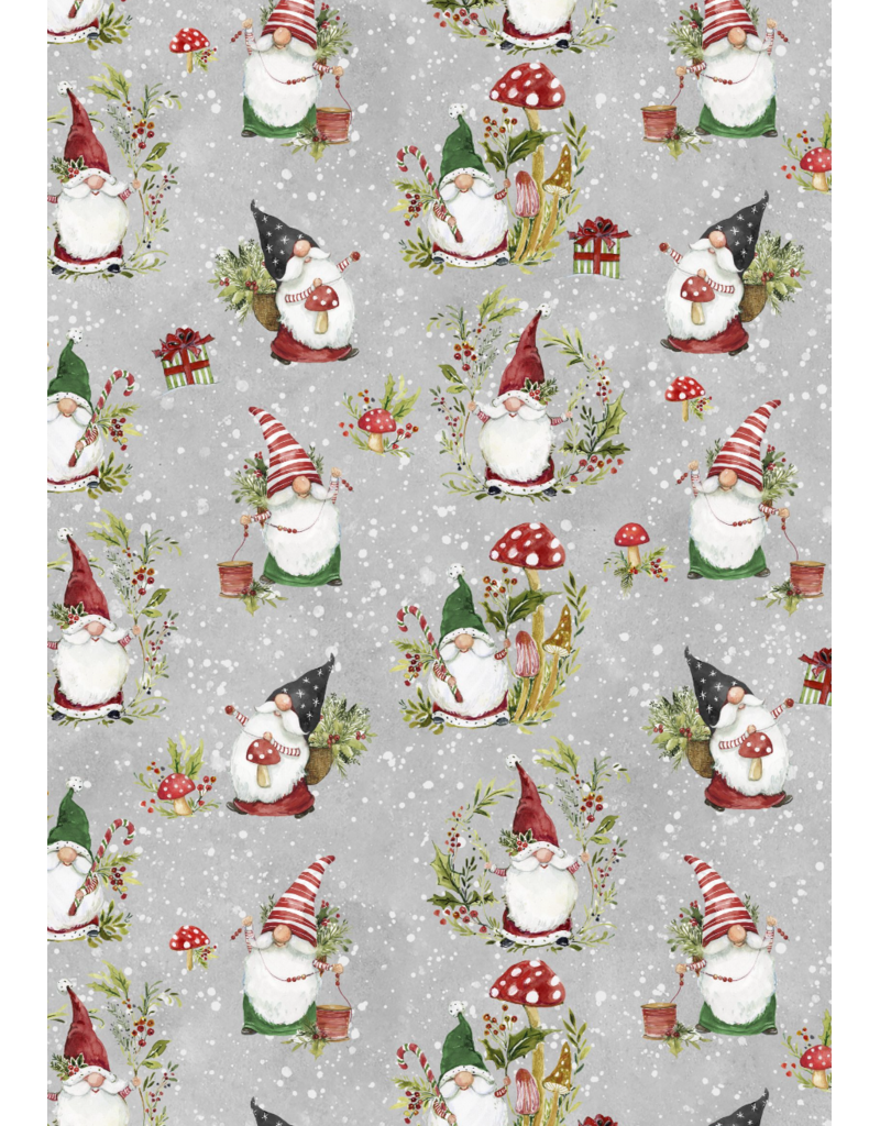 Wilmington Prints Merry Gnome-ments - Gnomes All Over Gray