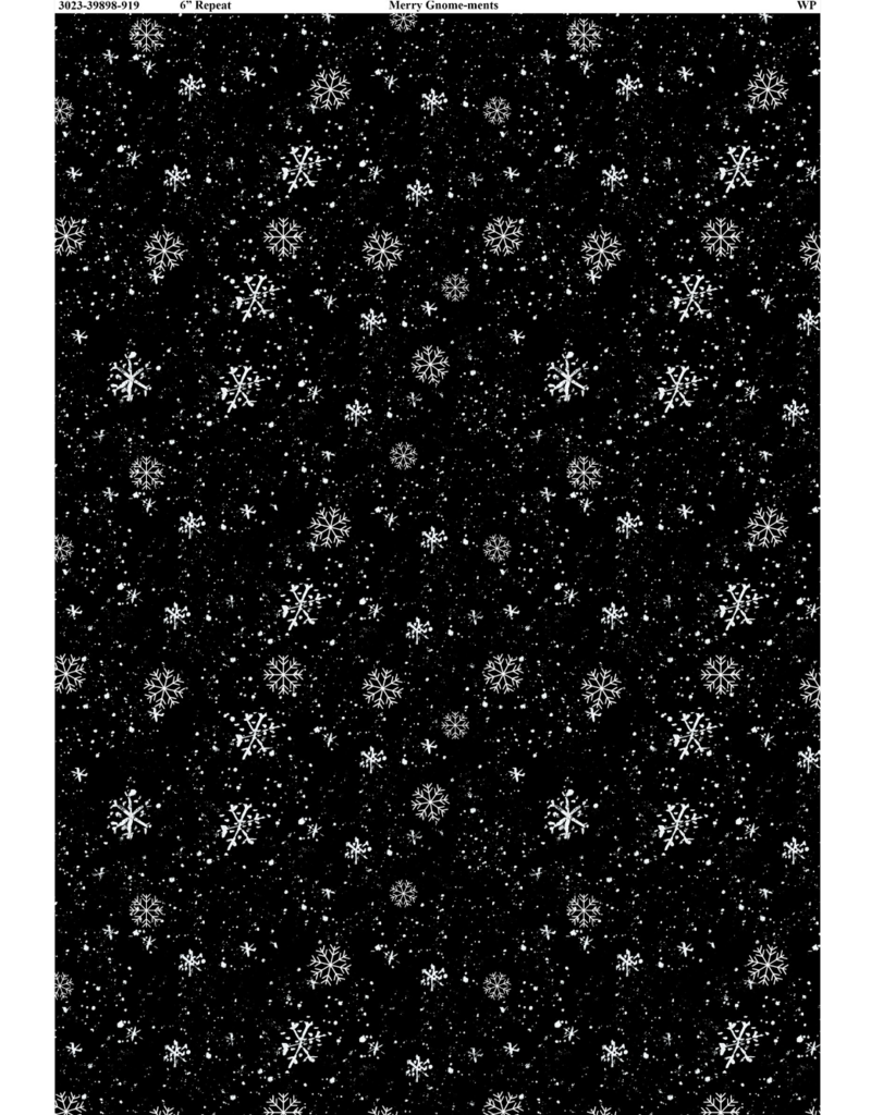 Wilmington Prints Merry Gnome-ments - Snowflakes - Black