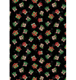 Wilmington Prints Merry Gnome-ments - Tossed Presents - Black