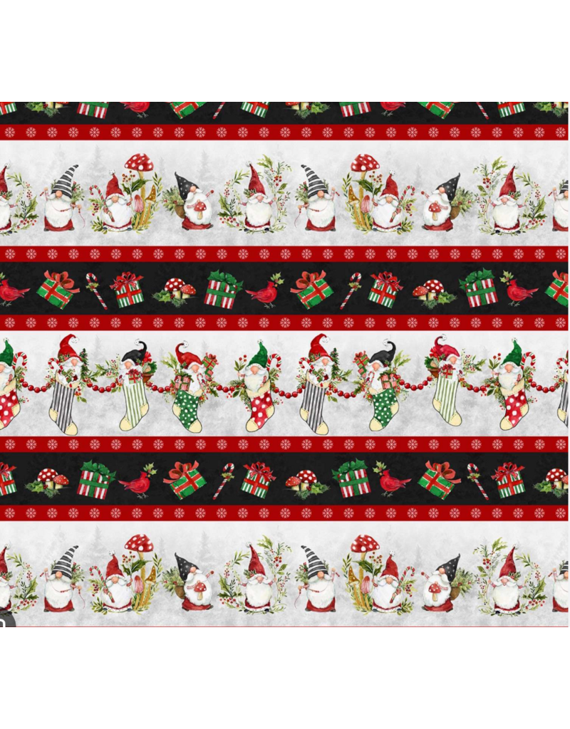Wilmington Prints Merry Gnome-ments - Repeating Stripe