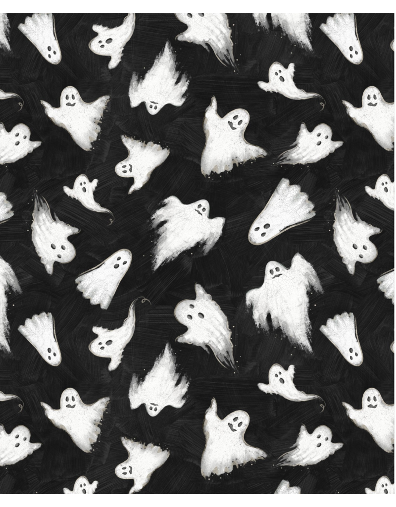 Wilmington Prints Midnight Hauntings - Tossed Ghosts - Black