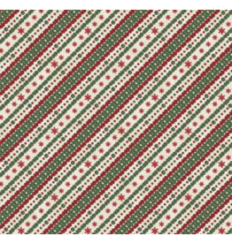 Wilmington Prints Woodland Snowmen - Ticking Stripe