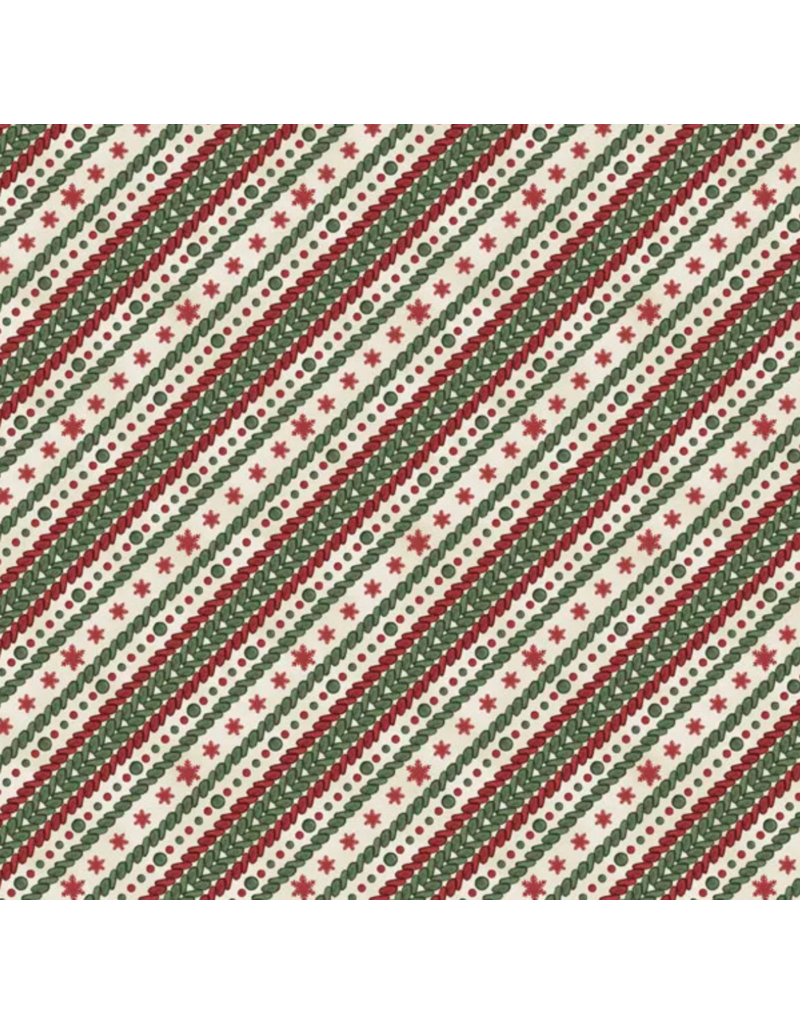 Wilmington Prints Woodland Snowmen - Ticking Stripe