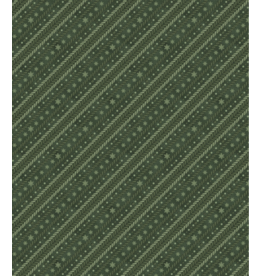 Wilmington Prints Woodland Snowmen - Striped Ticking - Green