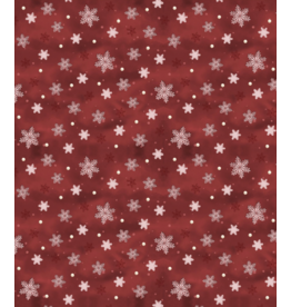 Wilmington Prints Woodland Snowmen - Snowflakes - Red