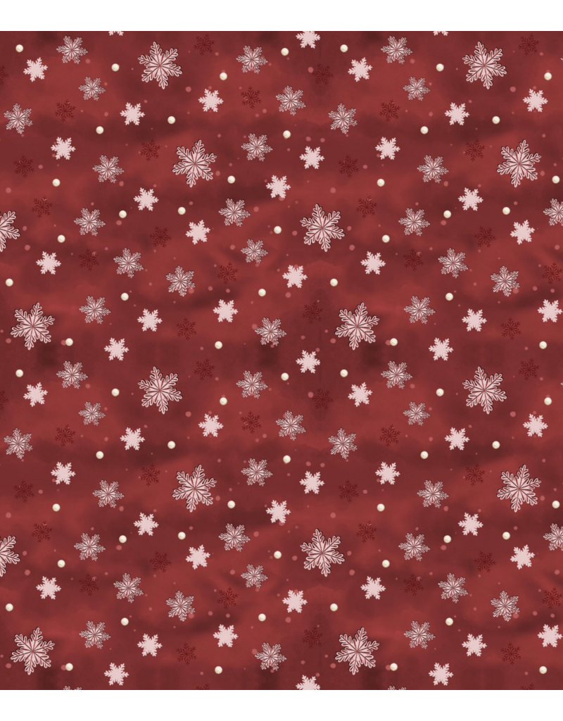 Wilmington Prints Woodland Snowmen - Snowflakes - Red