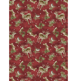 Wilmington Prints Woodland Snowmen - Woodland Critters - Red