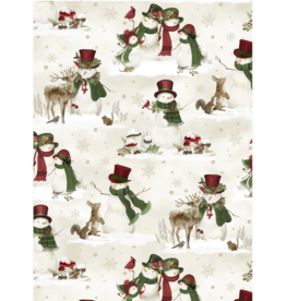 Wilmington Prints Woodland Snowmen - Scenic Snowmen - Cream