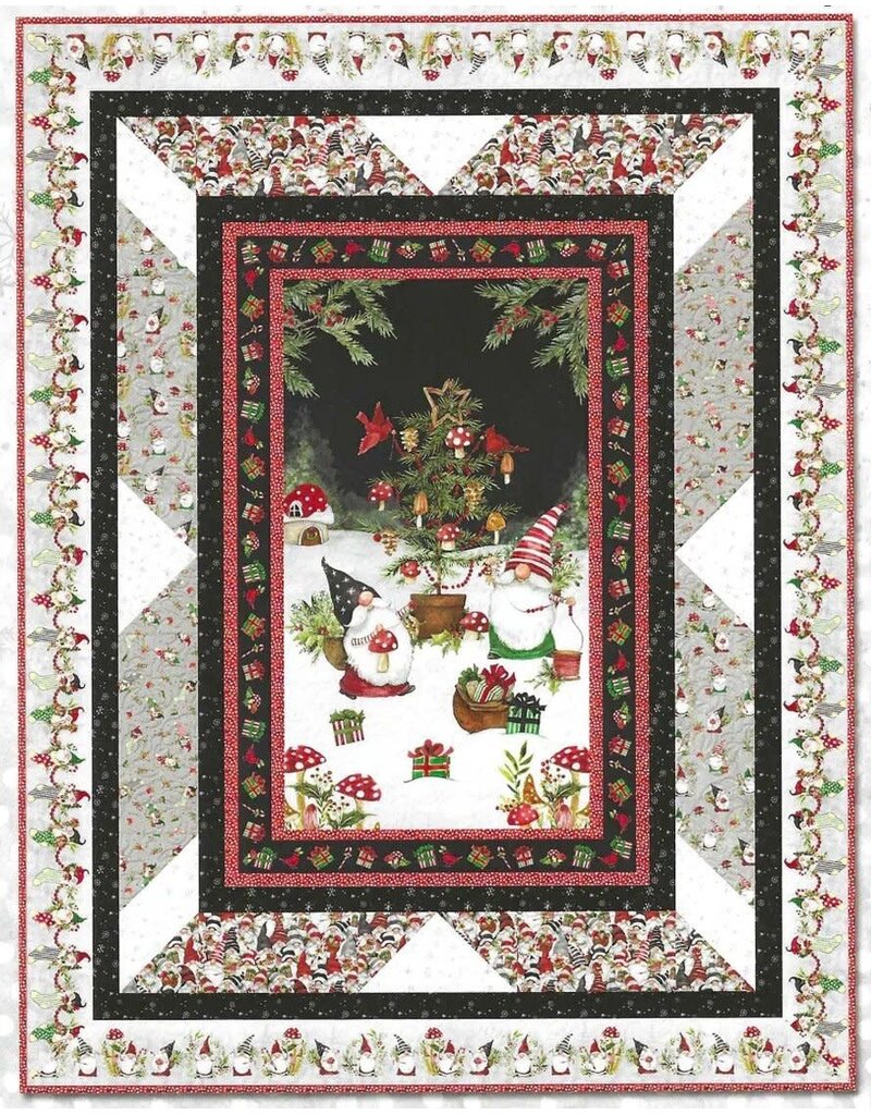 Wilmington Prints Merry Gnomements Quilt Kit - Large Throw 62" x 80" Backing Not included