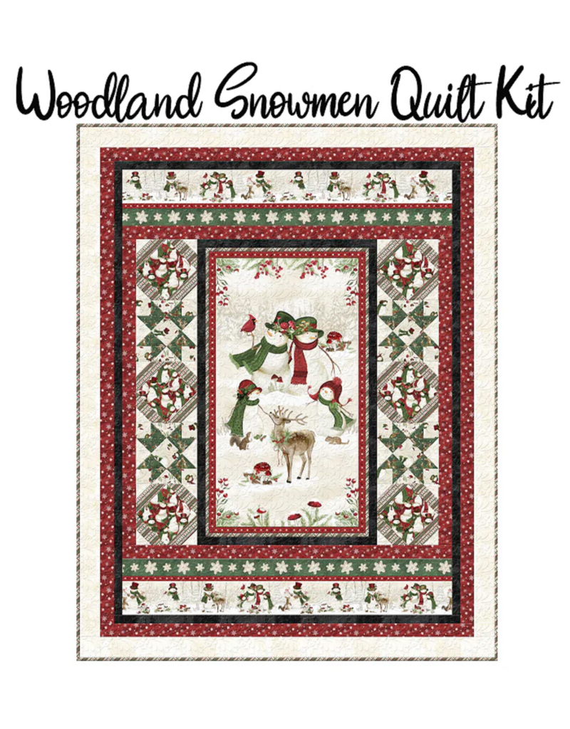 Wilmington Prints Woodland Snowman Quilt Kit - Large Throw 71" x 78" Backing Not included