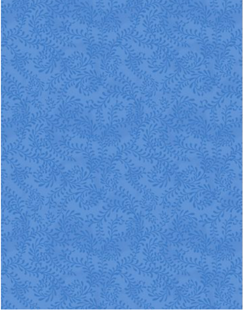 Wilmington Prints Swirling Leaves Light Royal Blue  - (441)