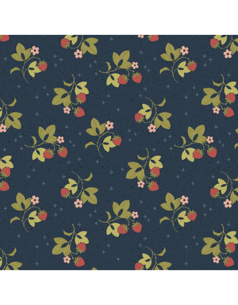Marcus Fabrics Tossed Strawberries - Navy