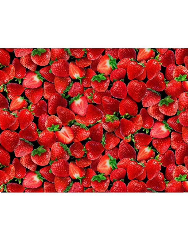 Timeless Treasures Fresh Fruit Packed Strawberries - CD3908