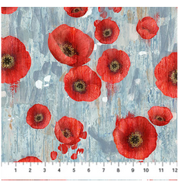 Northcott Poppy Meadow - Blue Multi