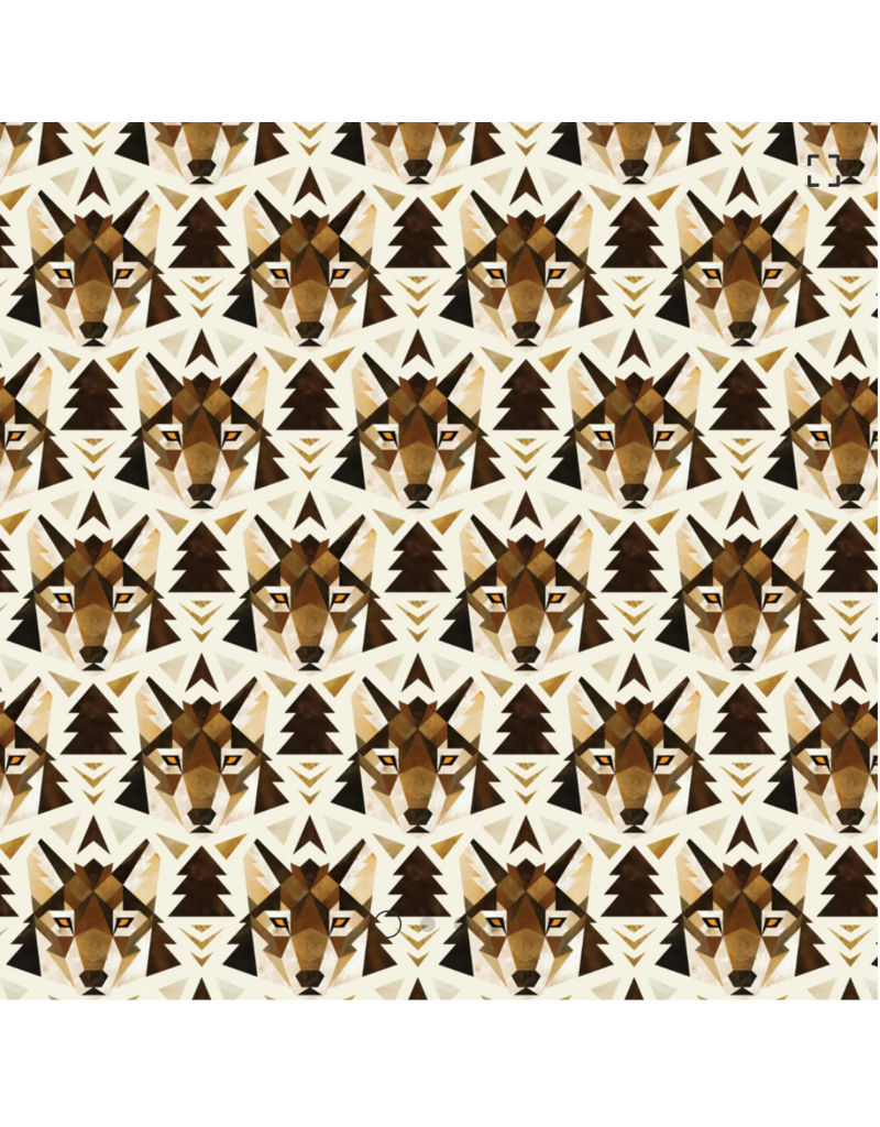 Camelot Fabrics Twilight Pack Collection-Wolf Face-CreamTan