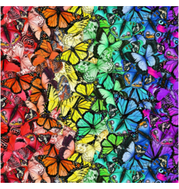 Camelot Fabrics Monarch Gardens-Rainbow Butterflies-Multi