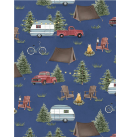 Wilmington Prints Evergreen Escape - Camp Site - Blue