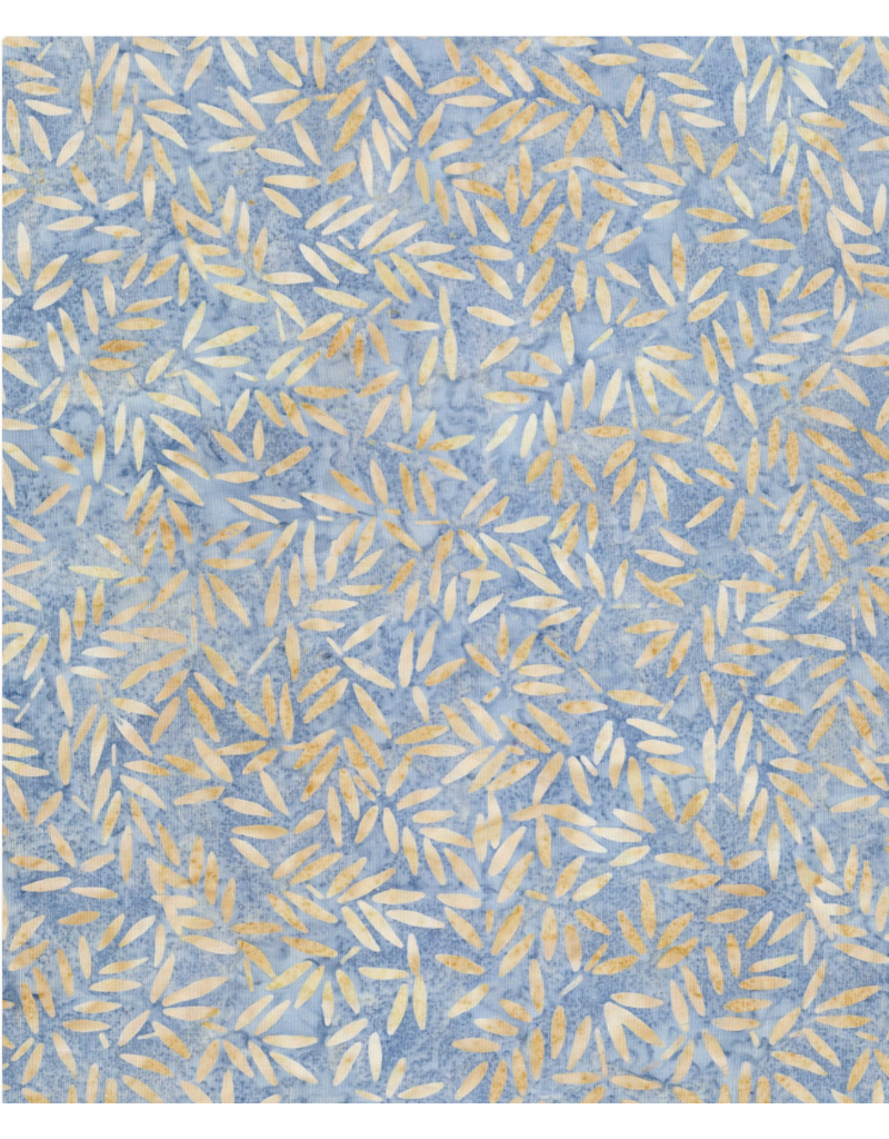 Wilmington Prints Del Mar Batik - Blue/Orange Bamboo Leaves - 22175-448