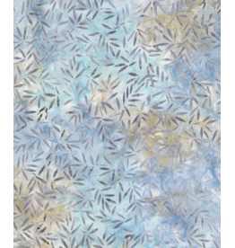 Wilmington Prints Del Mar Batik - Blue/Tan Bamboo Leaves - 22175-492