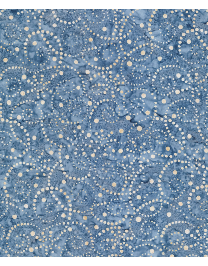 Wilmington Prints Del Mar Batik Blue/Tan Pointillist Scroll - 22264-442