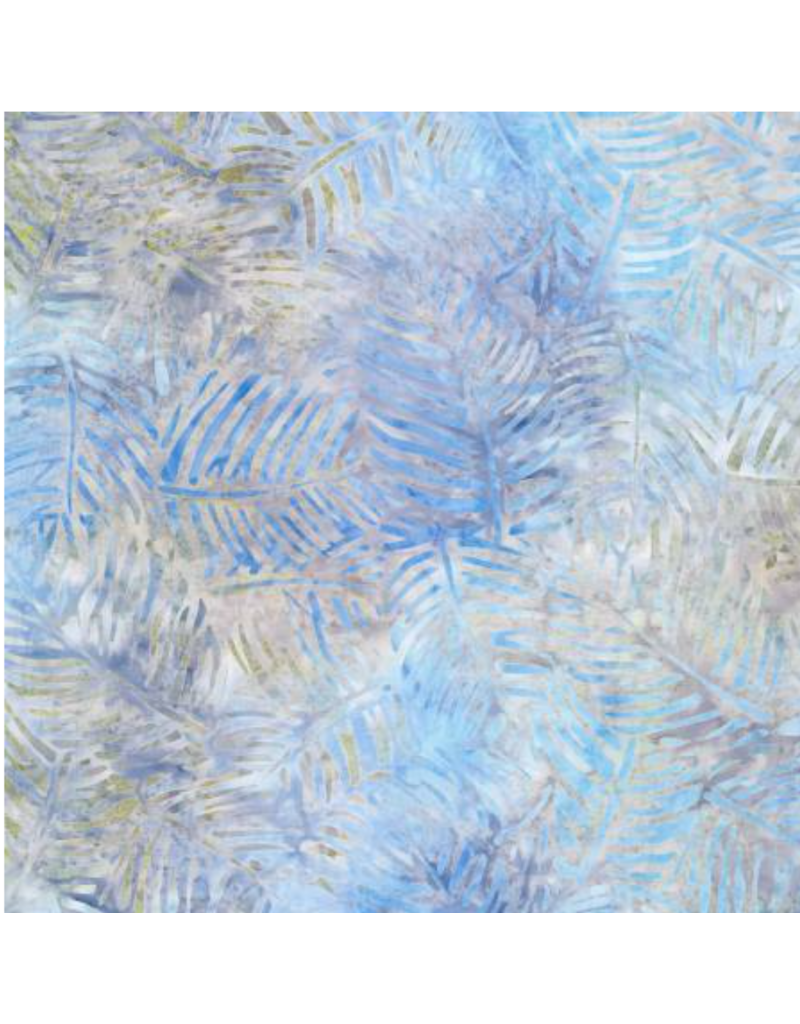 Wilmington Prints Del Mar  Batik Blue/Tan Palm Fronds -  22204-442