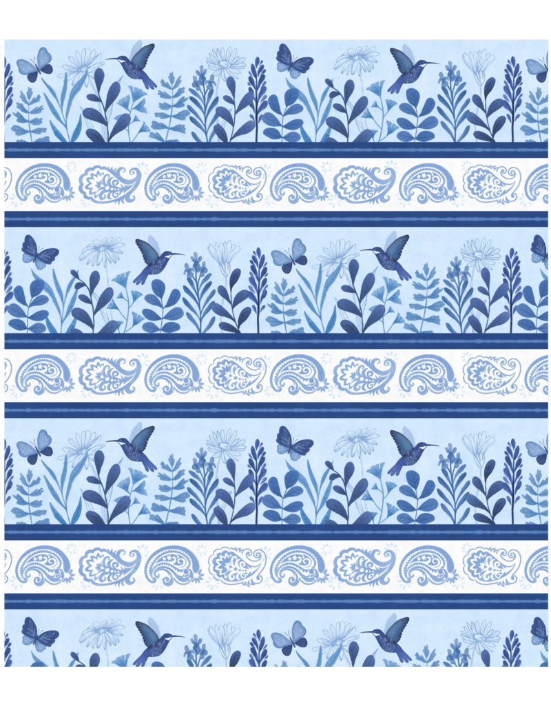 Wilmington Prints Blissful Blues - Border Fabric