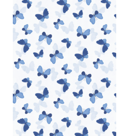 Wilmington Prints Blissful Blues - Tossed Butterflies -White