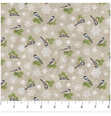 Northcott Winter Woodland - Chickadees - Taupe