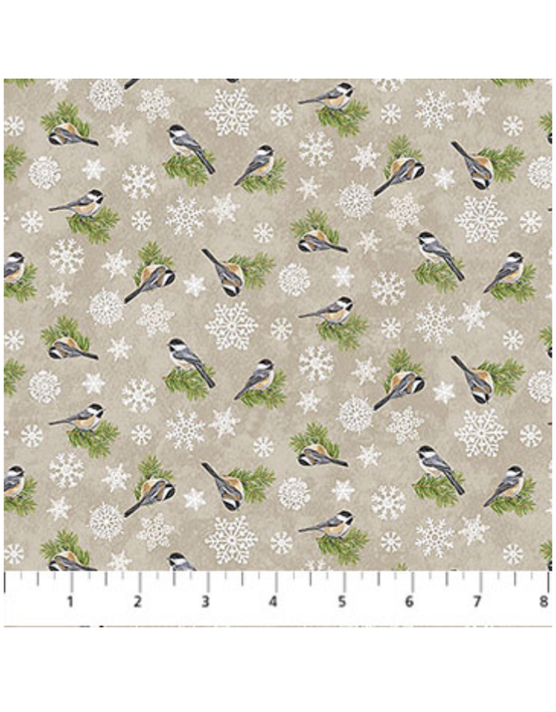 Northcott Winter Woodland - Chickadees - Taupe