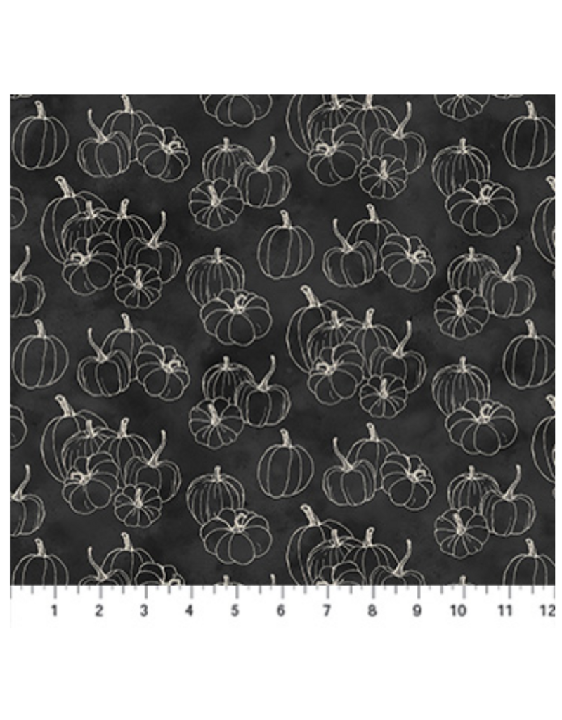 Northcott Night Owl - Pumpkin - Black